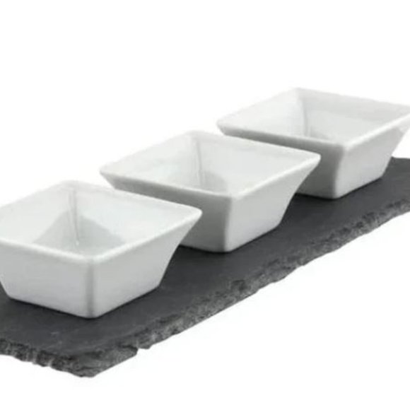 Apollo Meze Dipping Bowls & Slate Tray, 4 Piece set - Picture 1 of 5